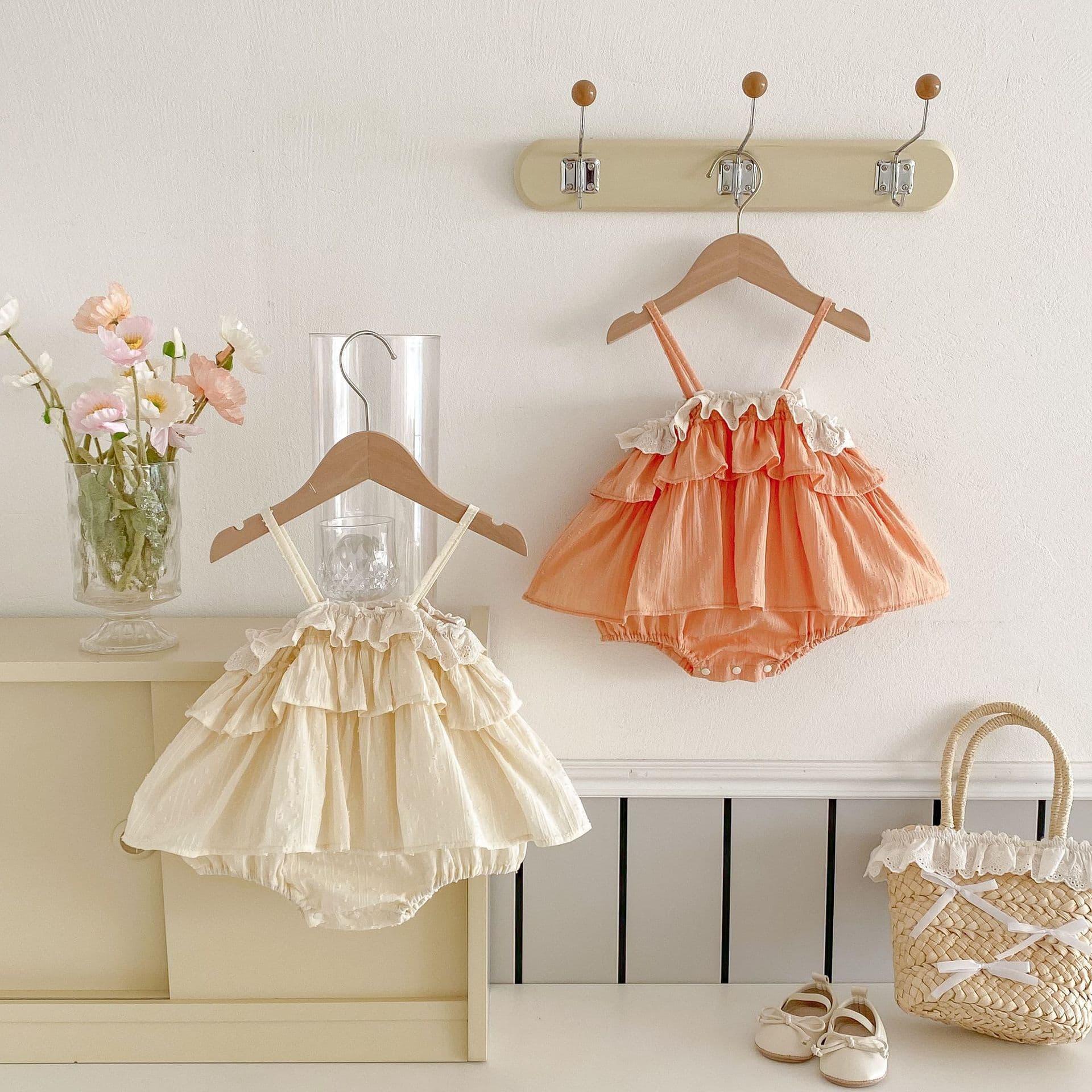 Baby Summer Girls Dress with Lace Trim Layered Tutu Design 2026 Summer Toddler Outfit
