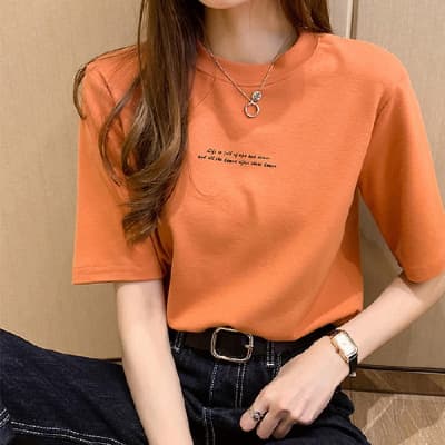 2023 Japanese Style Short Sleeve T-Shirt Women's Summer New Large Size Loose Fit Round Neck Top Half Sleeve Body T-Shirt Base La