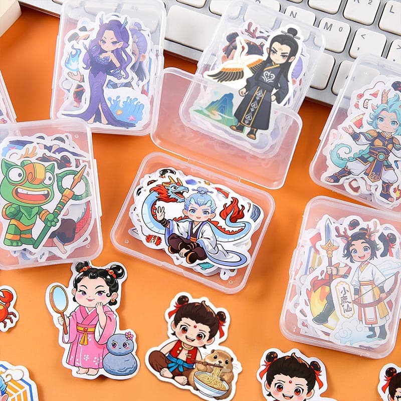 Nezha Cartoon Boxed Reward Stickers, Creative and Fun Text Decals, Encouragement Sticker Gifts for Kindergarten and Elementary Students