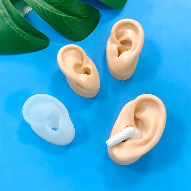 Ku 3D Realistic Ear Silicone Model Prop Earring Headphone Hearing Aid Display Ear Mold Display Prop