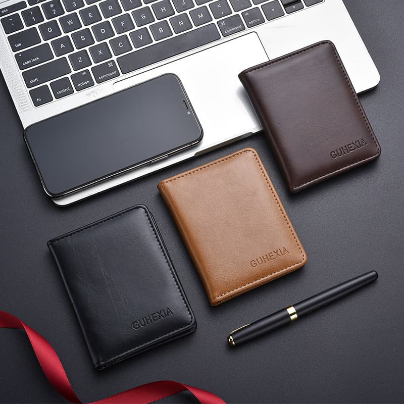 Cross-border hot selling simple men's wallet multi-functional bi-fold wallet card holder multi-card slot ID bag anti-magnetic ready stock