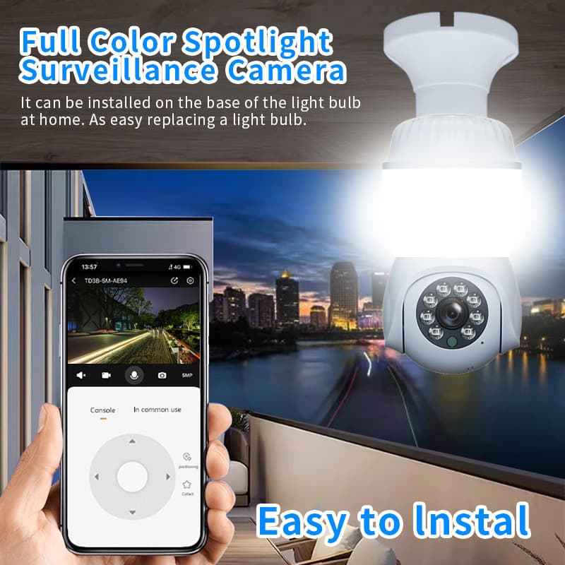 V380pro New Light Bulb Surveillance Camera Mobile Phone High-Definition Remote Wireless Night Vision Camera with Light
