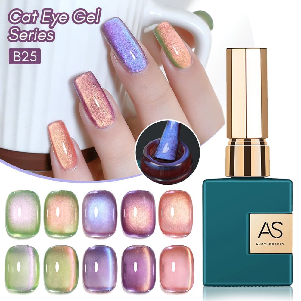 AS Fruit Series Guava Cat Eye Gel Popular Crystal Glass Bead Cat Eye Nail Polish Gel for Nail Salons