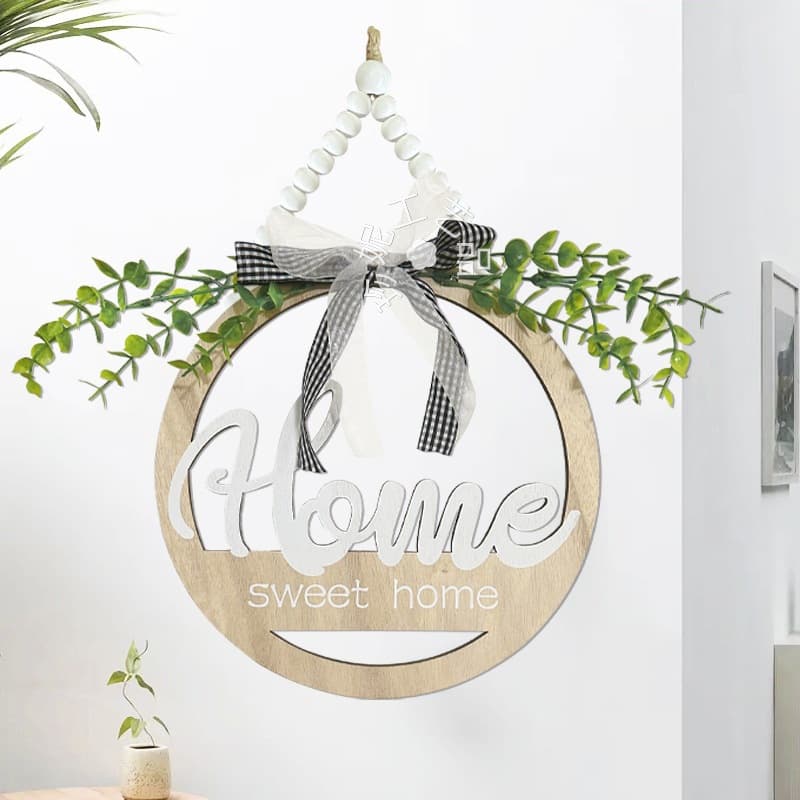 Cross-border New Home Decor Door Hanging Ornament Hollow Home Wooden Door Sign Easter Christmas Holiday Wooden Craft