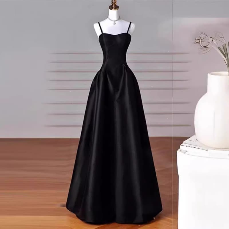French Light Luxury Dress TikTok New Style French Black Strapless Fitted Dress Student Art Exam Banquet Evening Gown
