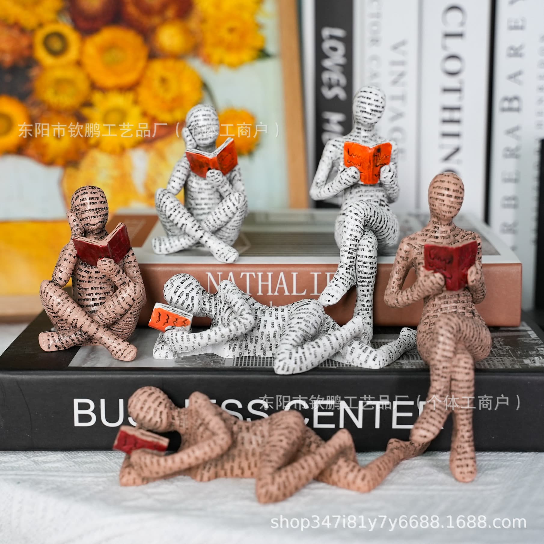 New Cross-Border Reading Woman Paper Pulp Molded Resin Craft Decorative Living Room Ornament