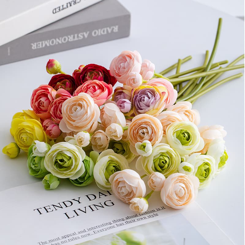 Shumen Lulian Artificial Silk Flowers Fake Flowers Dried Flower Bouquet Living Room Study Entryway Flower Arrangement Decoration High-End Style