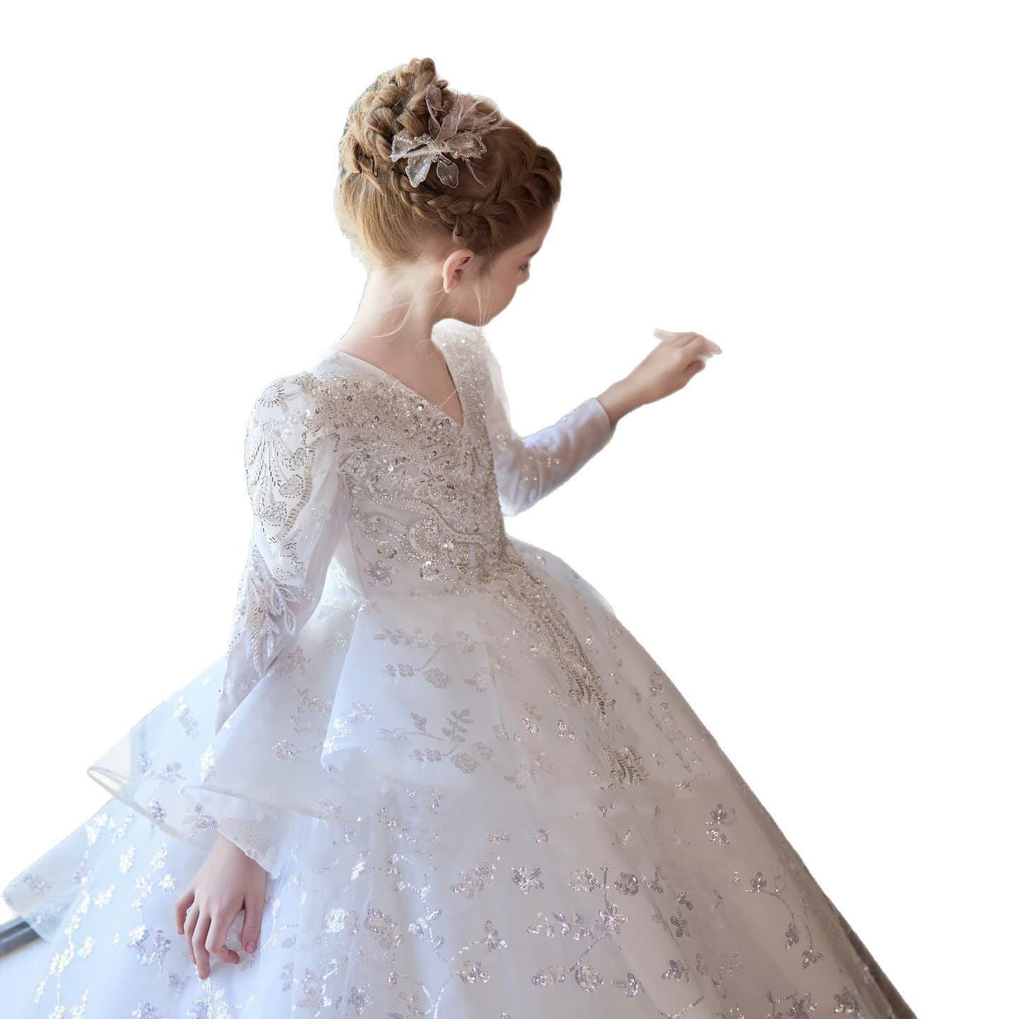 Children's Piano Performance Dress High-End Luxury Girl Host Princess Gown Flower Girl Wedding Birthday Stage Costume