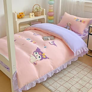Girls Dormitory Bedding Three-Piece Set Fitted Sheet Style Cute Single Bed Sheet Duvet Cover Student Bunk Bed Quilt Six-Piece Set