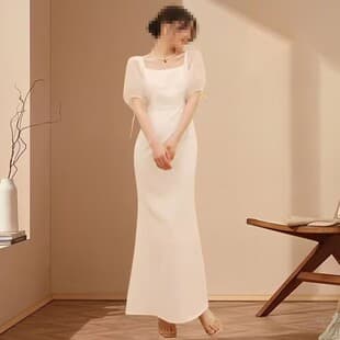 Registration Small Dress 2026 New Style High-End Sense French Bride Engagement White Dress Women Daily Wear