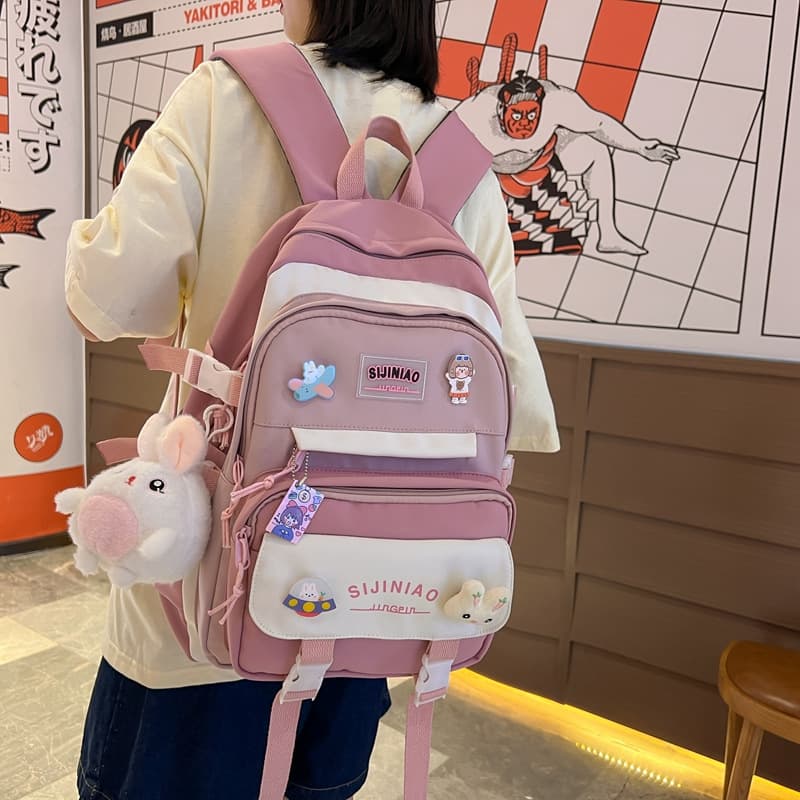 Fashionable New Korean Style Harajuku Ins Contrast Color Middle School Student Backpack School Bag