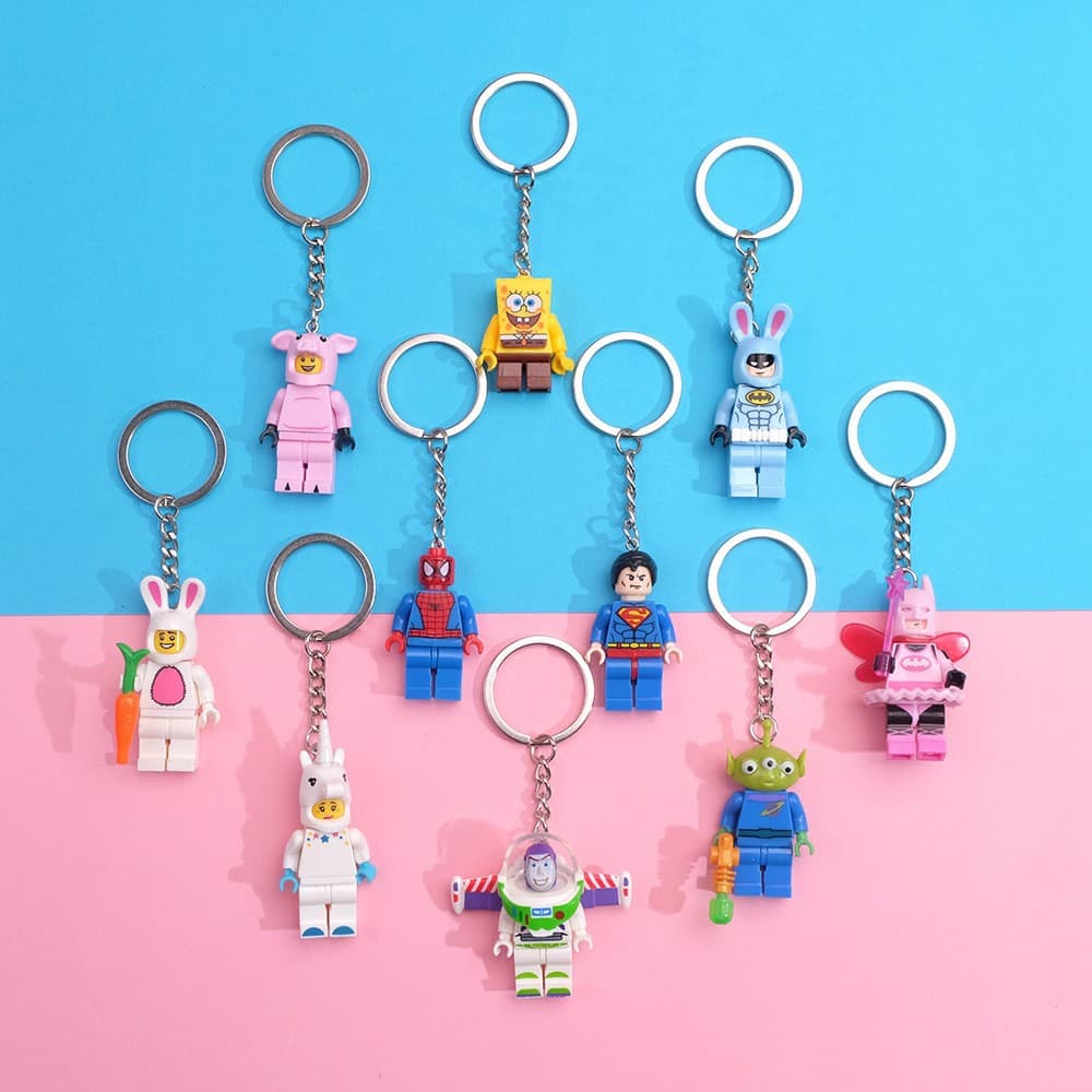 Foreign trade hot-selling building blocks key chain chain fairy Batman Captain America Buzz Lightyear bag pendant jewelry wholesale