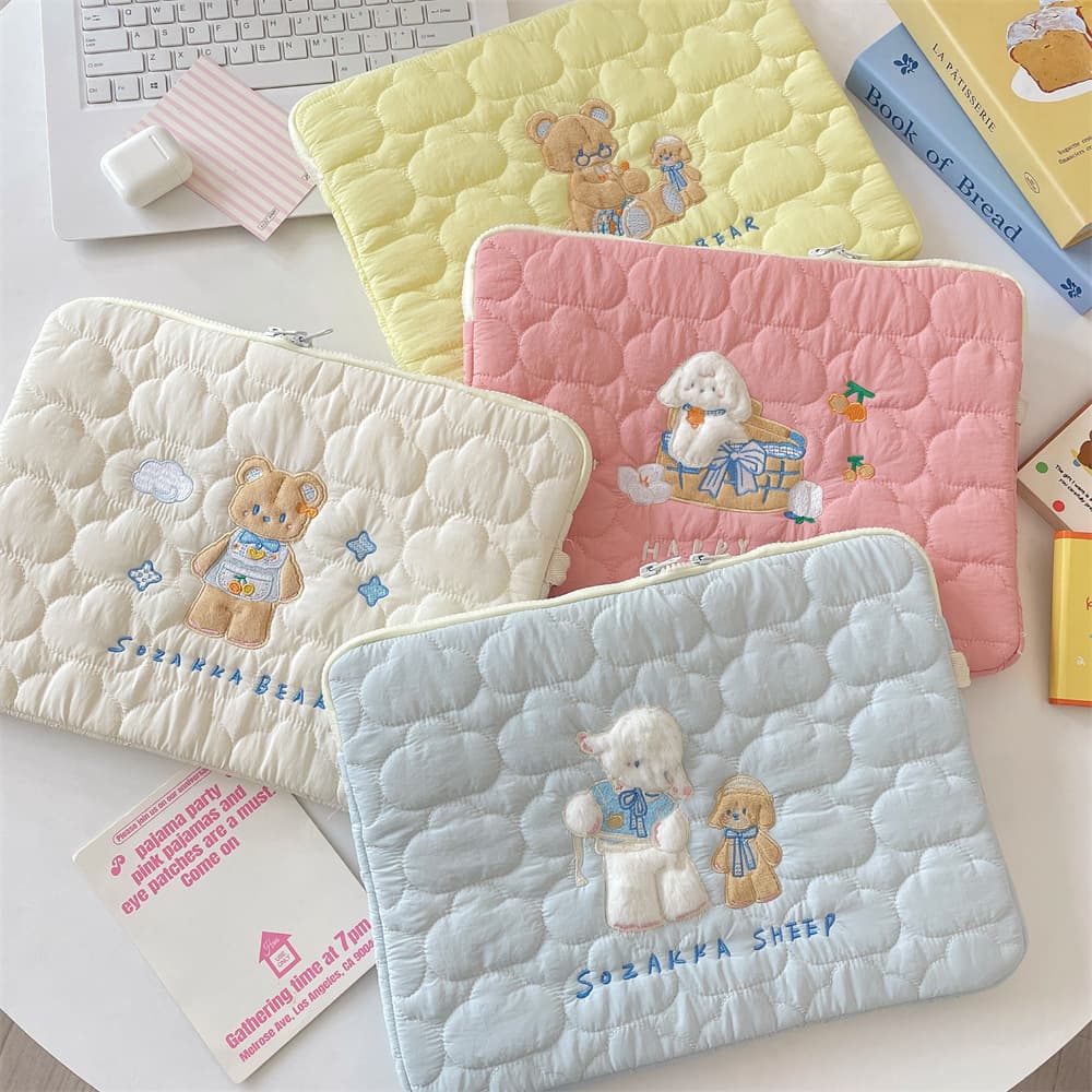 58272 Ins Soft Cloud Cartoon Embroidered iPad Tablet Case 13/14 Inch Laptop Sleeve