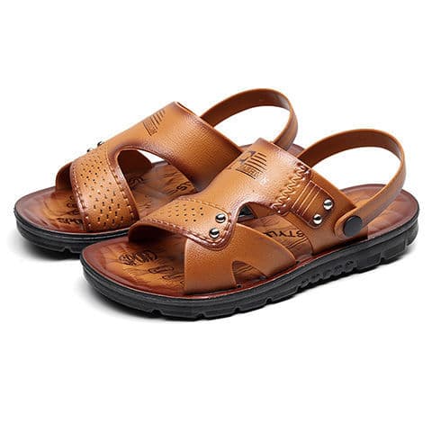 Men's Waterproof Leather Sandals, Dual-Purpose 2024 Trendy Driving Sandals, Outdoor Slippers, Summer Odor-Resistant Sandals