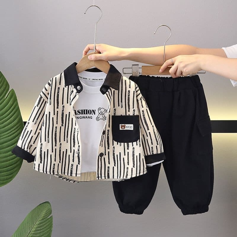 Children Shirt Spring Autumn Set Spring 2026 New Stylish Boys Handsome Clothes Baby Two-Piece