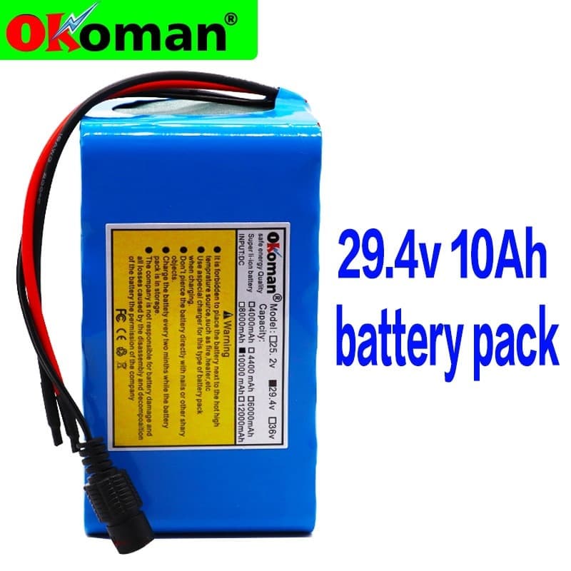 7s4p 24v 10ah 29.4v lithium ion battery built-in bms unicycle wheelchair motor 2a charger