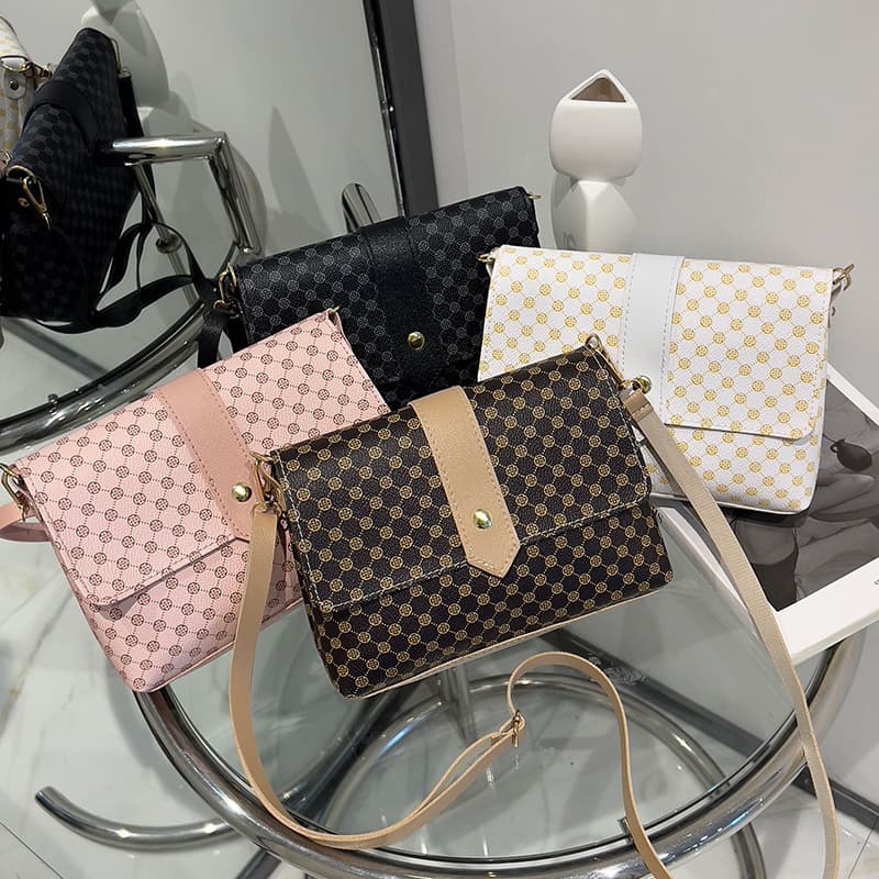 Cross-border bags women bags printed polka dot small square bag 2023 magnetic buckle shoulder crossbody bag commuter bag