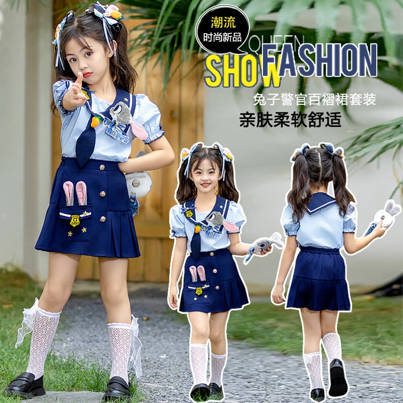 Judy Rabbit Police Officer Girls Suit 2025 New Summer Clothes Western Style Big Children Summer College Style JK Uniforms