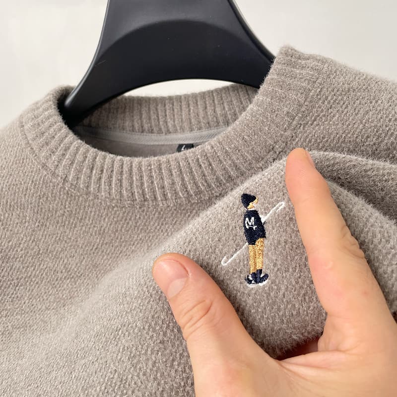 Winter Chenille Sweater for Men, Thickened Fleece-Lined Round Neck Thermal Knit Base Layer Top, Fashionable