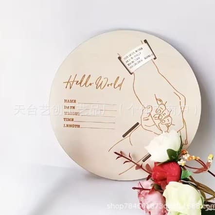 New Cross-Border Wooden Baby Birth Bracelet Wood Slice Memorial Plaque Wooden Newborn DIY Display Sign