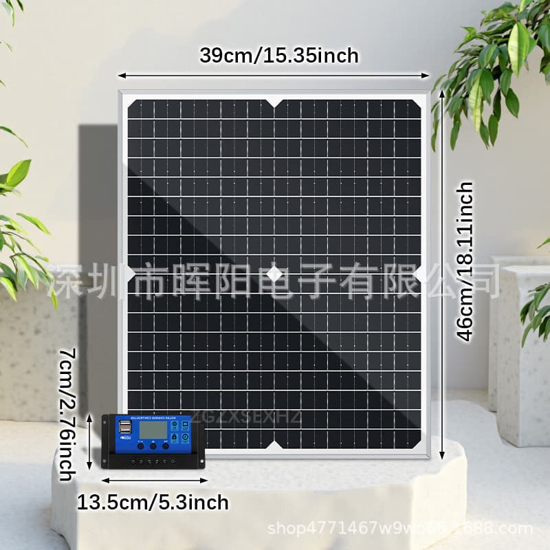 30W Monocrystalline Solar Panel 12V Battery Aluminum Frame Photovoltaic Panel for RV Outdoor Portable Solar Power Panel