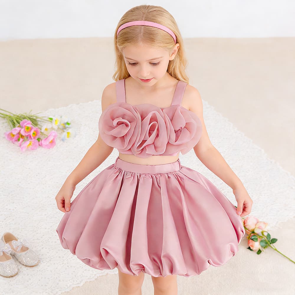 Cross-Border Children's Flower Dress Princess Gown Two-Piece Set Flower Girl Dresses