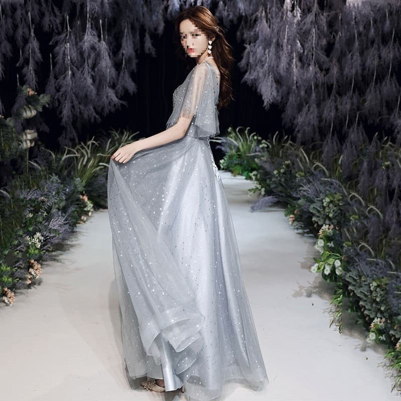 Banquet Cocktail Dress, Arm-Covering, Slimming, Plus Size, Art Exam High-End Performance Dress, Annual Meeting Host Evening Dress for Women