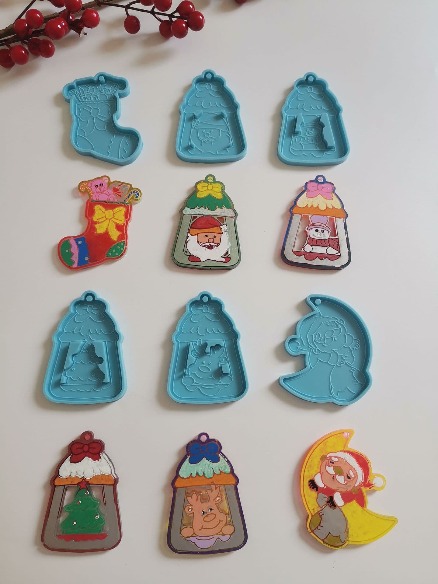 Ruxin Silicone Products Cross-border DIY Christmas Keychain Silicone Mold Resin Epoxy Mold