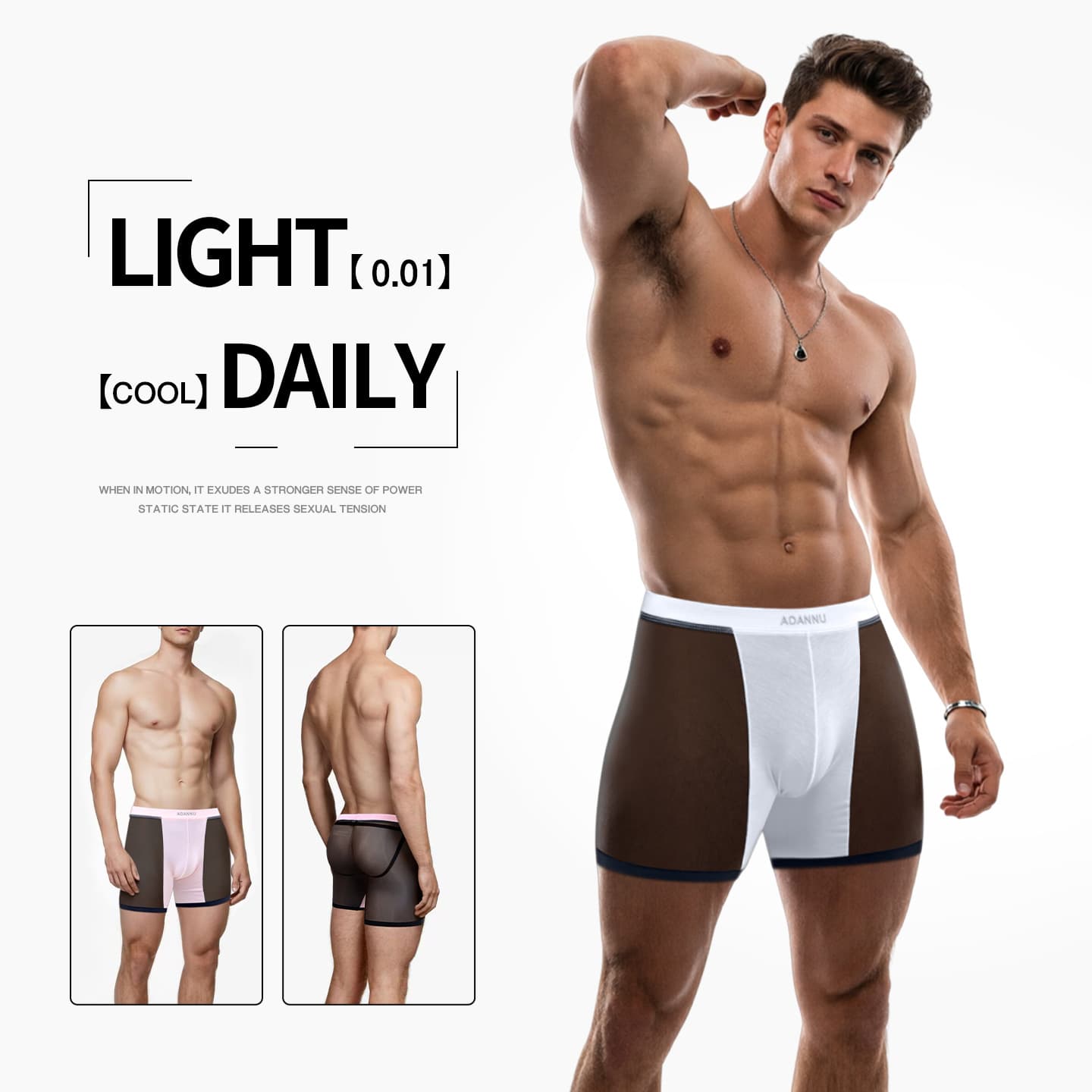 Ultra-thin Seamless Design Men's Boxer Briefs Breathable Mesh Protective Pouch Sports Party Quick-Dry Fully Transparent Boxer Shorts