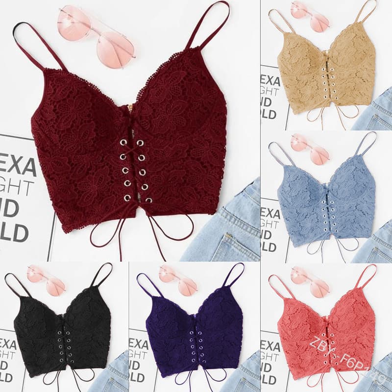 European and American Export Short Lace-up Sleeveless Slim Fit Sexy Camisole Top Women's Home Innerwear