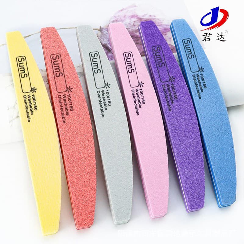 Factory wholesale half-moon sponge, high-elastic sponge, double-sided frosted nail file, manicure cutter, manicure tools