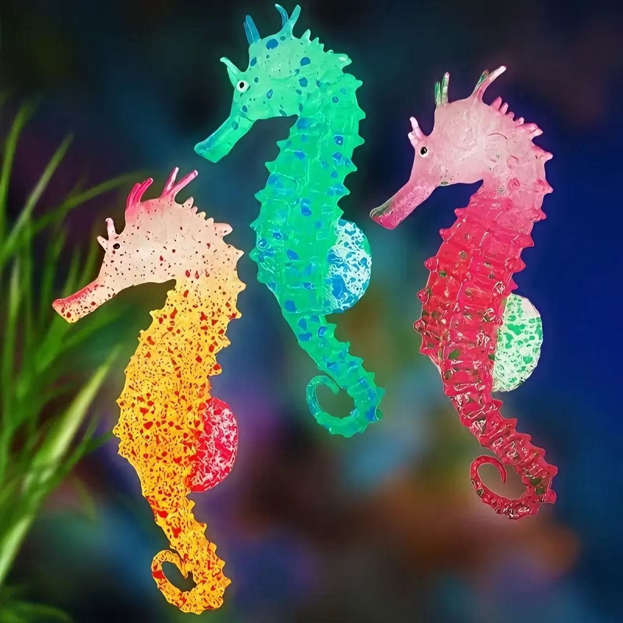 Aquarium Viewing Decorations and Landscaping, Luminous Silicone Simulated Seahorse, Fluorescent Simulated Silicone Seahorse for Fish Tank Landscaping