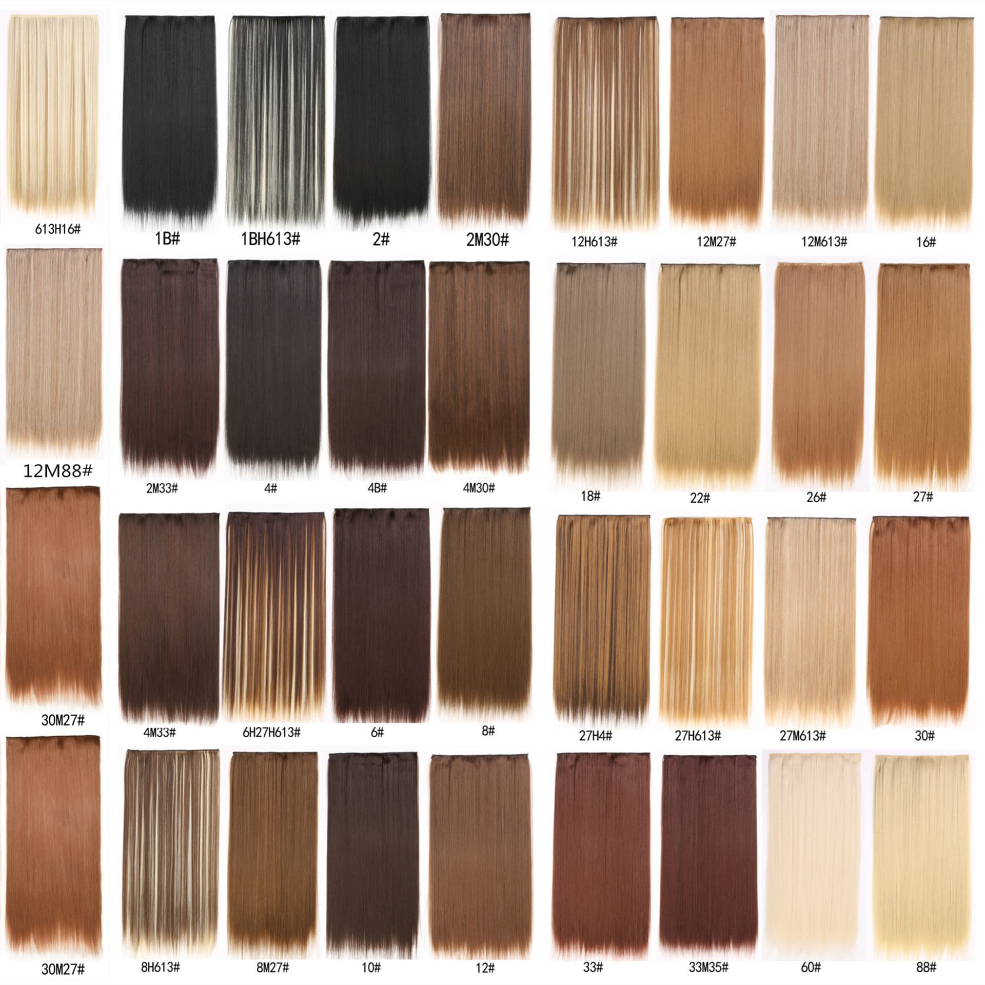 5-Clip Long Curly Hair Extensions, 5-Clip Straight Hair Extensions, One-Piece Clip-In Hair Extensions, Wavy and Straight 5-Clip Hair Extensions