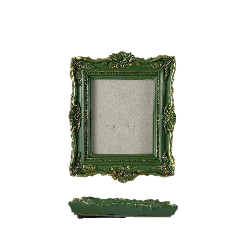 Cross-border Baroque Style Green Gold Trim Carved Photo Frame Tabletop Wall Display DIY Decorative Frame