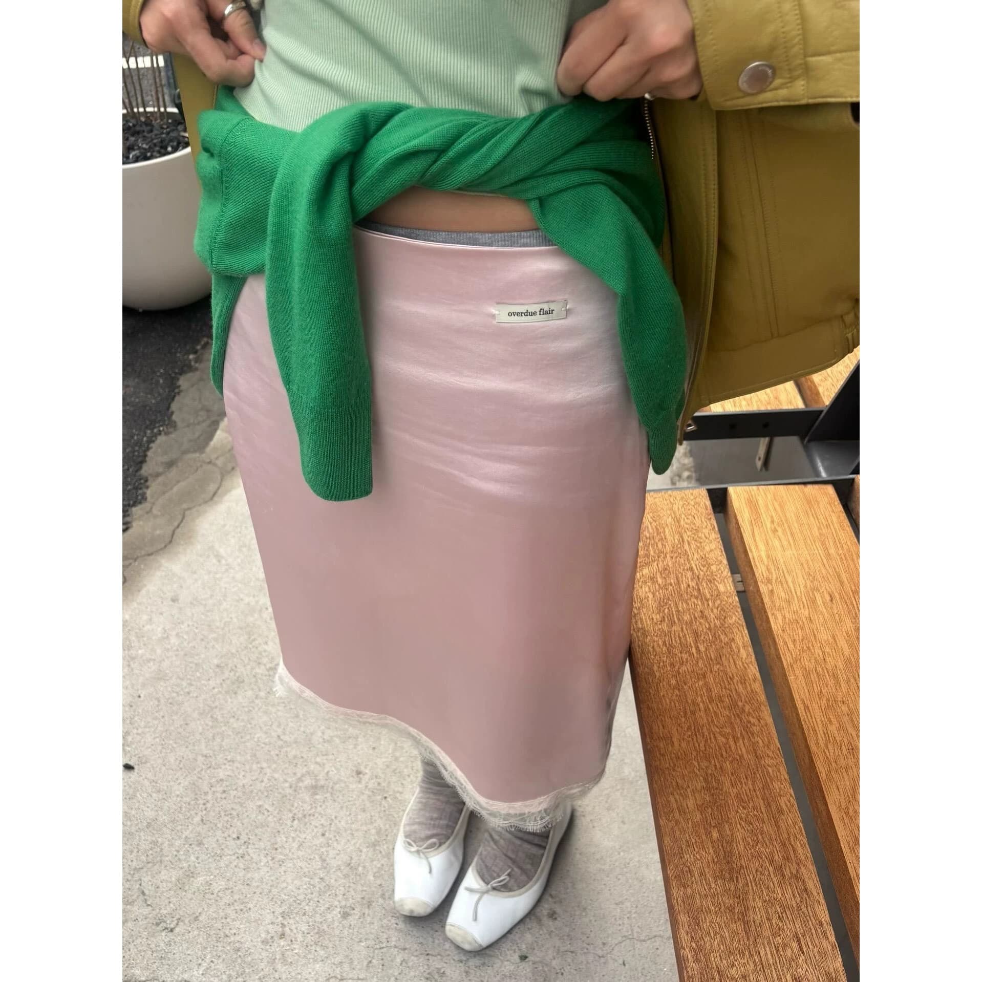 Some in stock: 2026 Spring/Summer New Korean Designer overd*eflair Lace Trim Satin Skirt