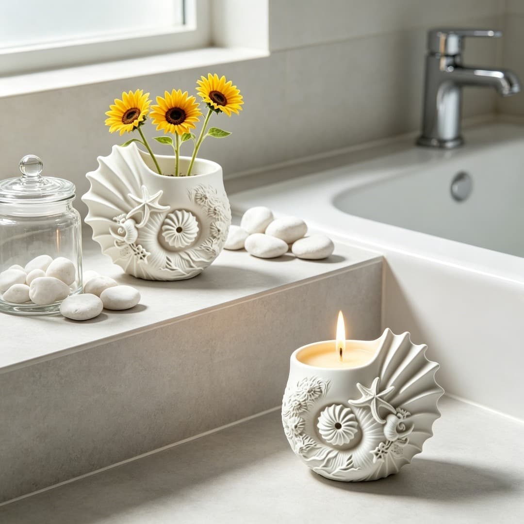Cross-border popular conch silicone mold DIY scented candle storage potted plant