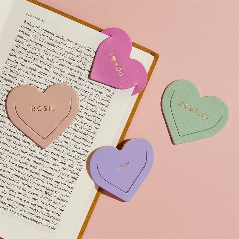Minimalist Leather Heart Bookmark Student Reading Page Marker Corner Protector Book Label