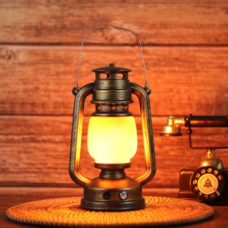 Rechargeable bar table lamp, decorative atmosphere lamp, creative retro horse lantern, outdoor props, camping kerosene lamp, table lamp, lantern