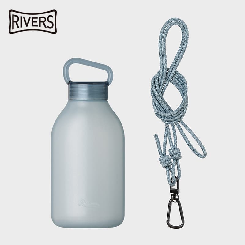 Japanese RIVERS water bottle SOFT portable soft cold water bottle outdoor cross-strap kettle oval compact 340ml