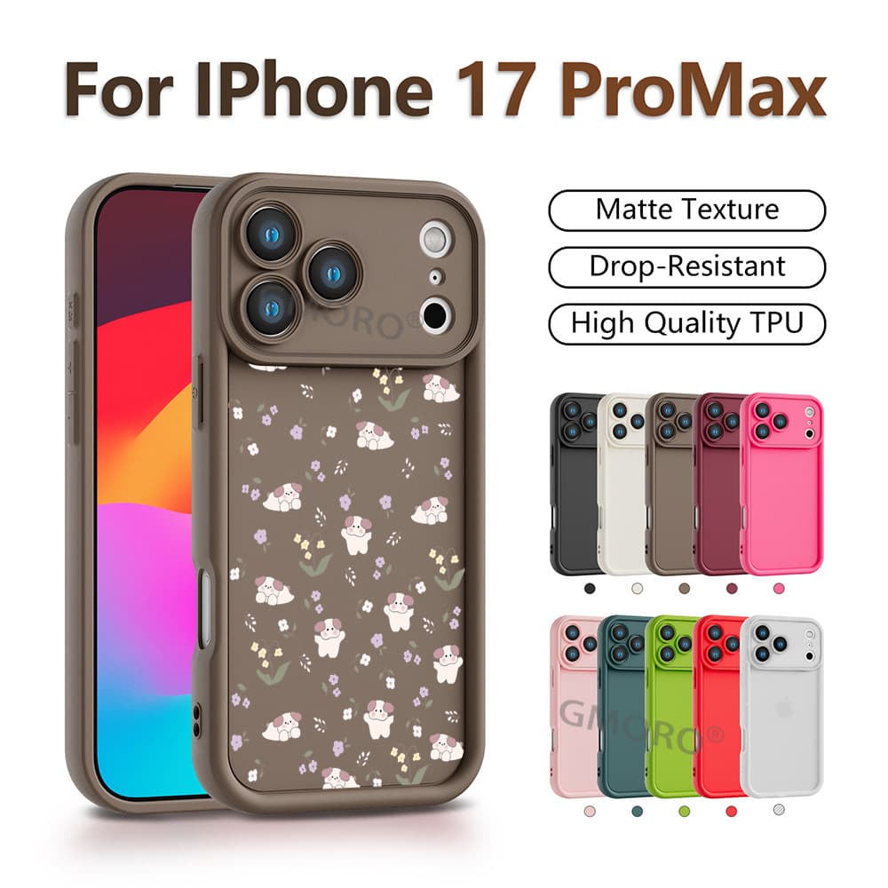 Dopamine Color Scheme Phone Case Full-Screen Floral Puppy iPhone 18 Pro Max Full Coverage Precision Cutout Silicone Protective Cover
