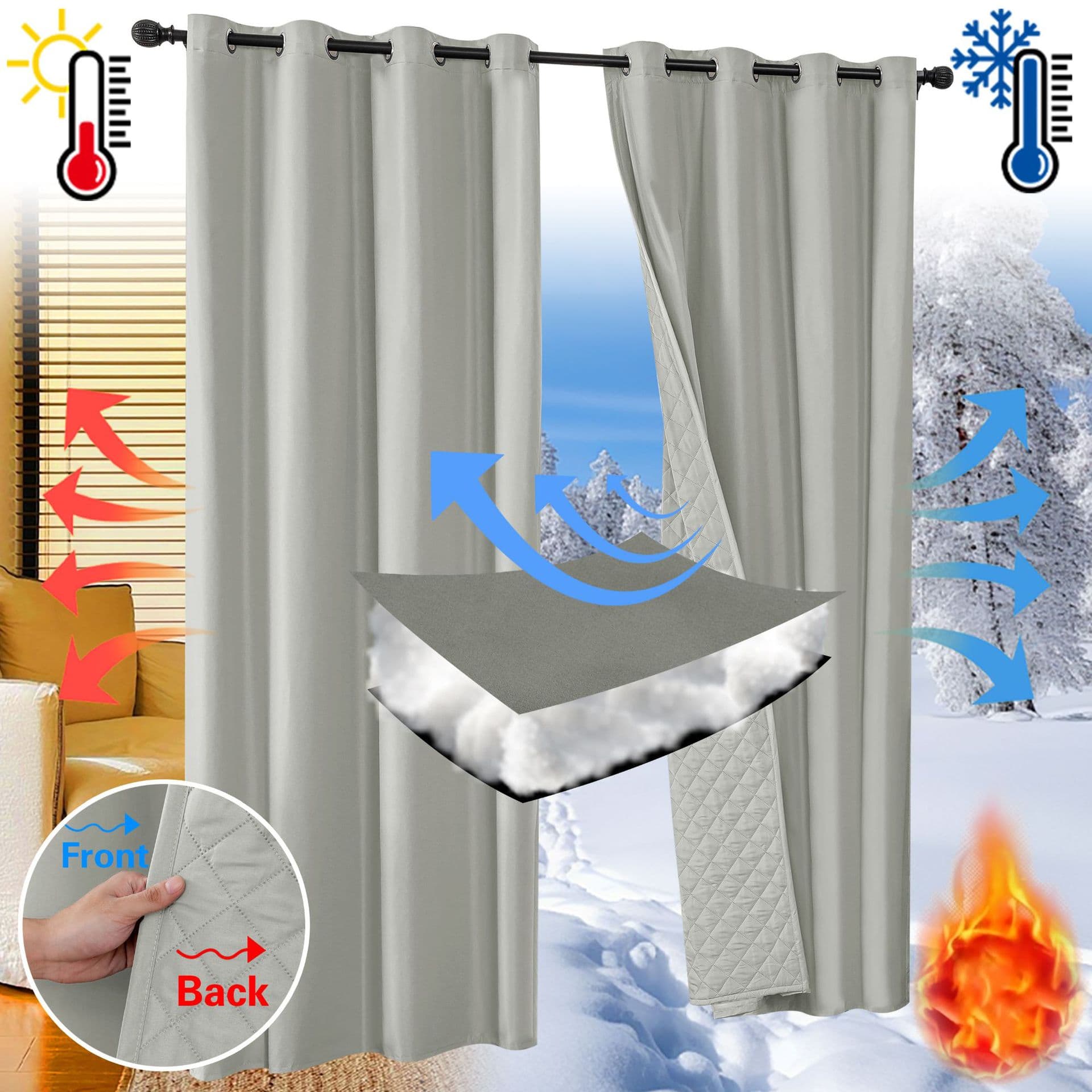 Cross-border winter spring quilted cotton warm blackout thick curtains for living room and bedroom insulation and cold protection