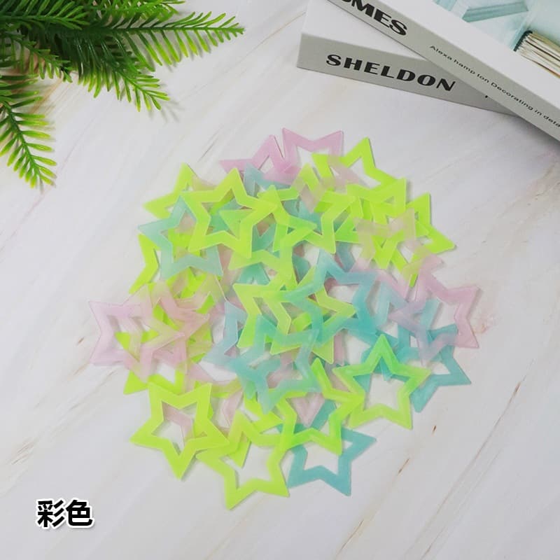 Star Glow-in-the-Dark Wall Decor Stickers 3D Luminous Fluorescent Star Decoration 100pcs Pack Factory Direct