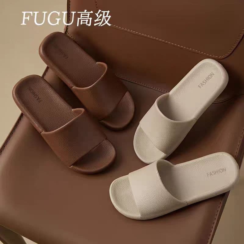 Premium Leather Texture EVA Lightweight Slippers for Men, Quiet Couple Home Bathroom Non-Slip Sandals for Women