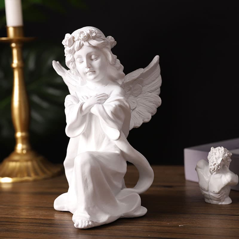 Nordic Girl Praying Angel Sculpture Resin Ornament Desktop Decoration Cute Angel Girl Entryway Decor