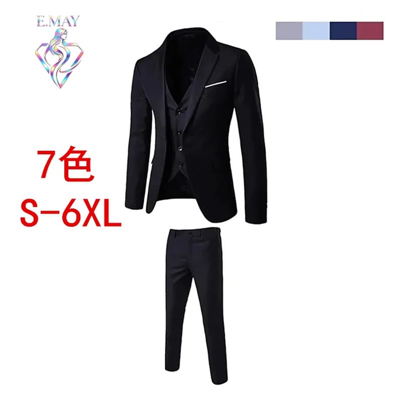 S-6Xl European and American Gatsby Party Men's Retro Vest and Pants Three-Piece Set Men's Korean Style Casual Groomsmen Outfit
