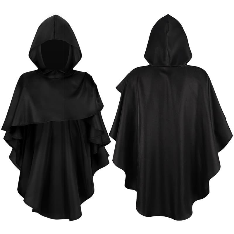 European and American Halloween Cape Coffee Brown Long Hooded Medieval Cloak Drop Shipping Gothic Knight Cape