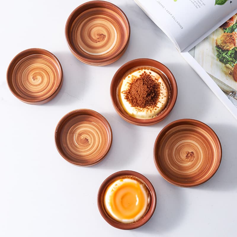 Caramel Custard Ceramic Small Dish, French Pudding Bowl, High-Temperature Baking Bowl, Cake Cup, Souffle Baking Bowl, Steamed Egg Bowl