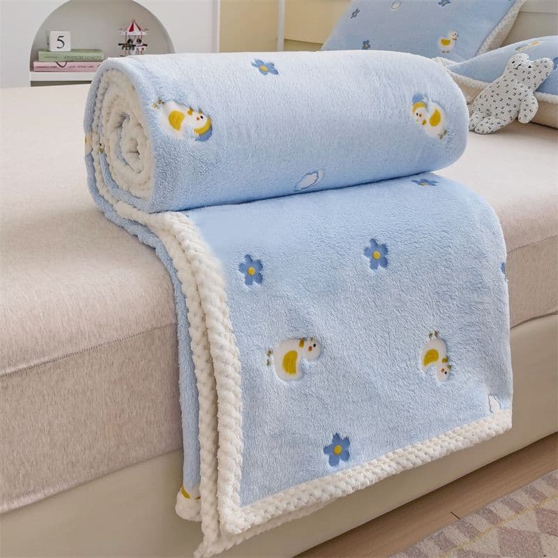 Blanket sheet small throw cover student dormitory thermal single-sided flannel thickened coral fleece double-sided nap blanket