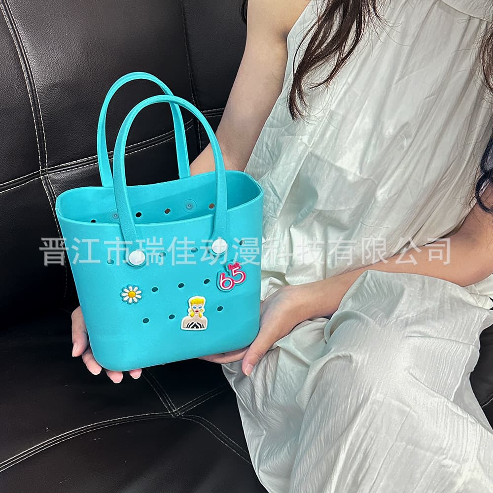 Korean-style Fresh EVA Beach Bag, DIY Hole Bag, Fashionable European and American Outdoor Waterproof Handbag, Lunch Bag