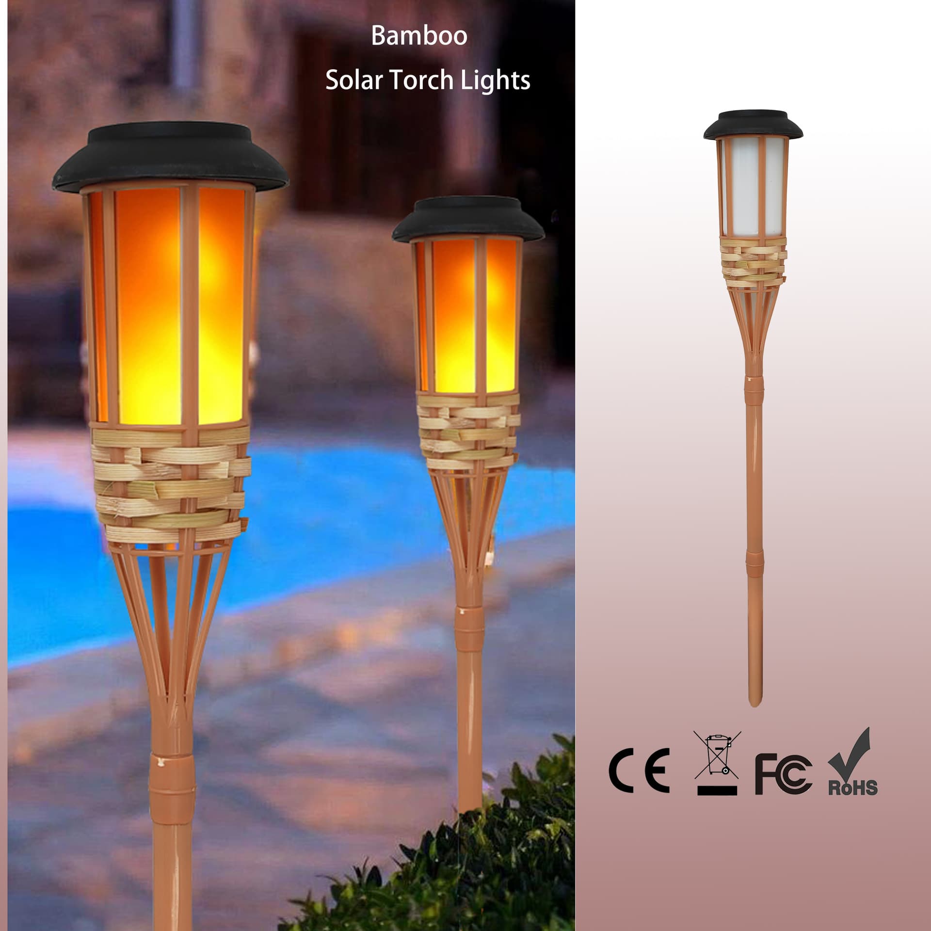 Cross-Border LED Solar Flame Light, Torch Lamp for Outdoor Use, Factory Direct Supply